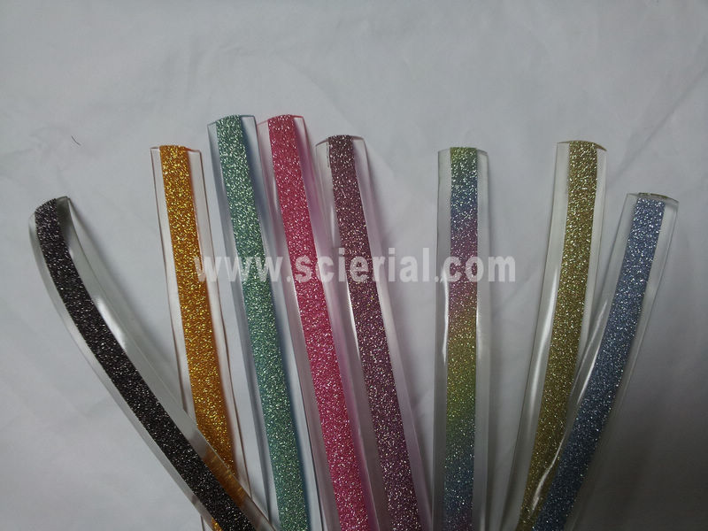 metallic PVC strap, metallic and glitter outsole PVC strap, multi coloured metallic and glitter PVC strap